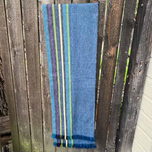 Shupaca Blue Bird Alpaca Blend Striped Fringed Scarf NWOT - Picture 11 of 15